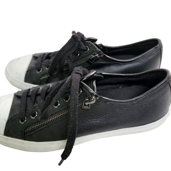 Coach Empire Zipper Black Leather Low Top Sneakers Size 8B - Picture 2 of 6
